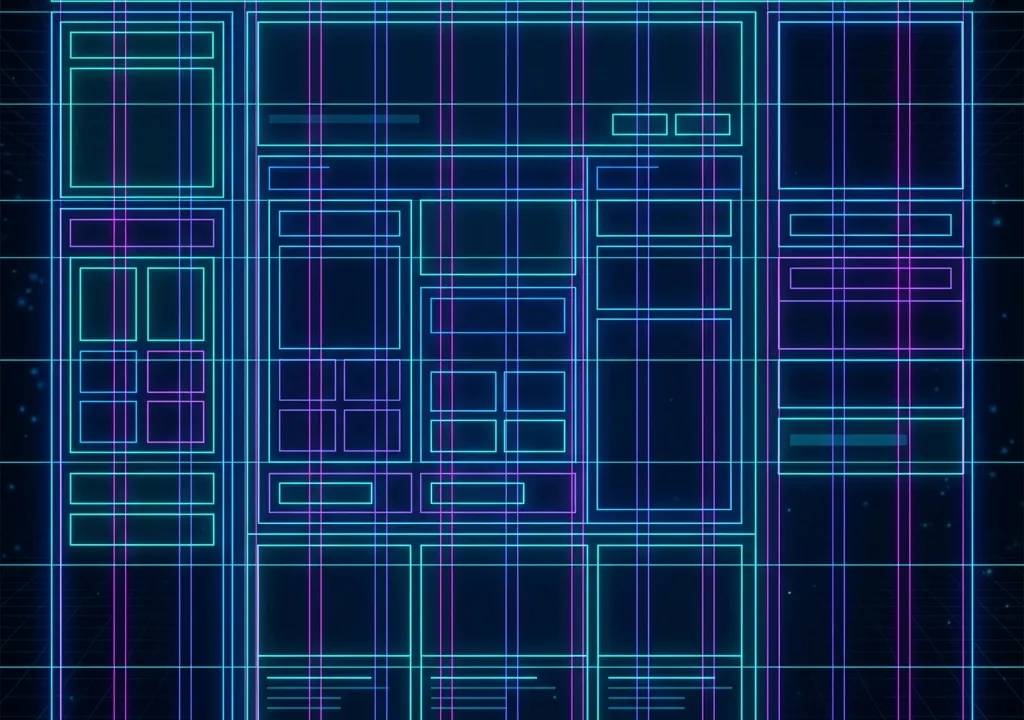 Luminous nested design layout wireframe representing CSS Subgrid alignment